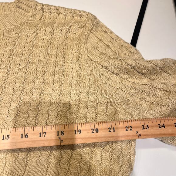 Danielle Bernstein Khaki Green Cable Cropped Sweater Large - Picture 7 of 9